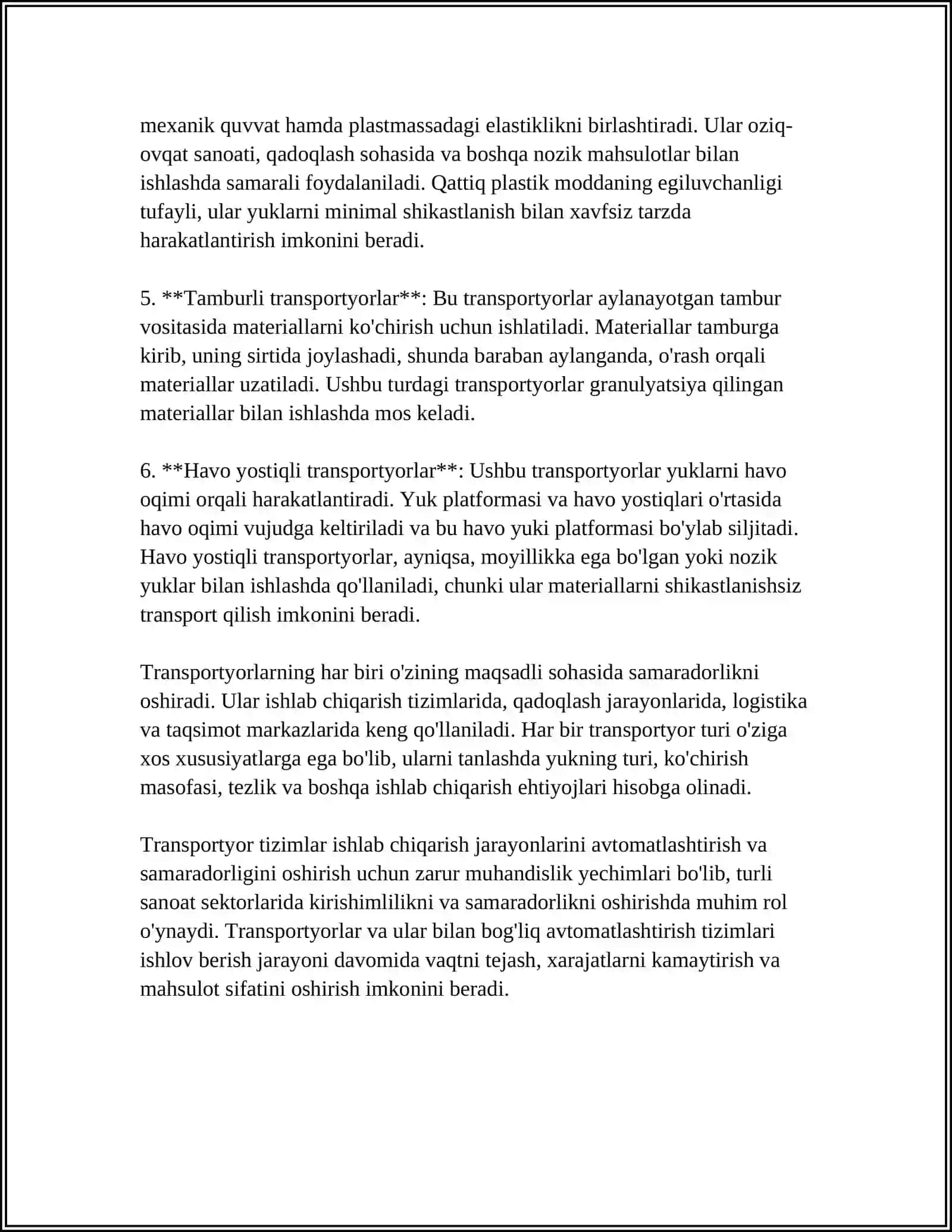 TRANSPORTYORLAR VA ELEVATORLAR 4