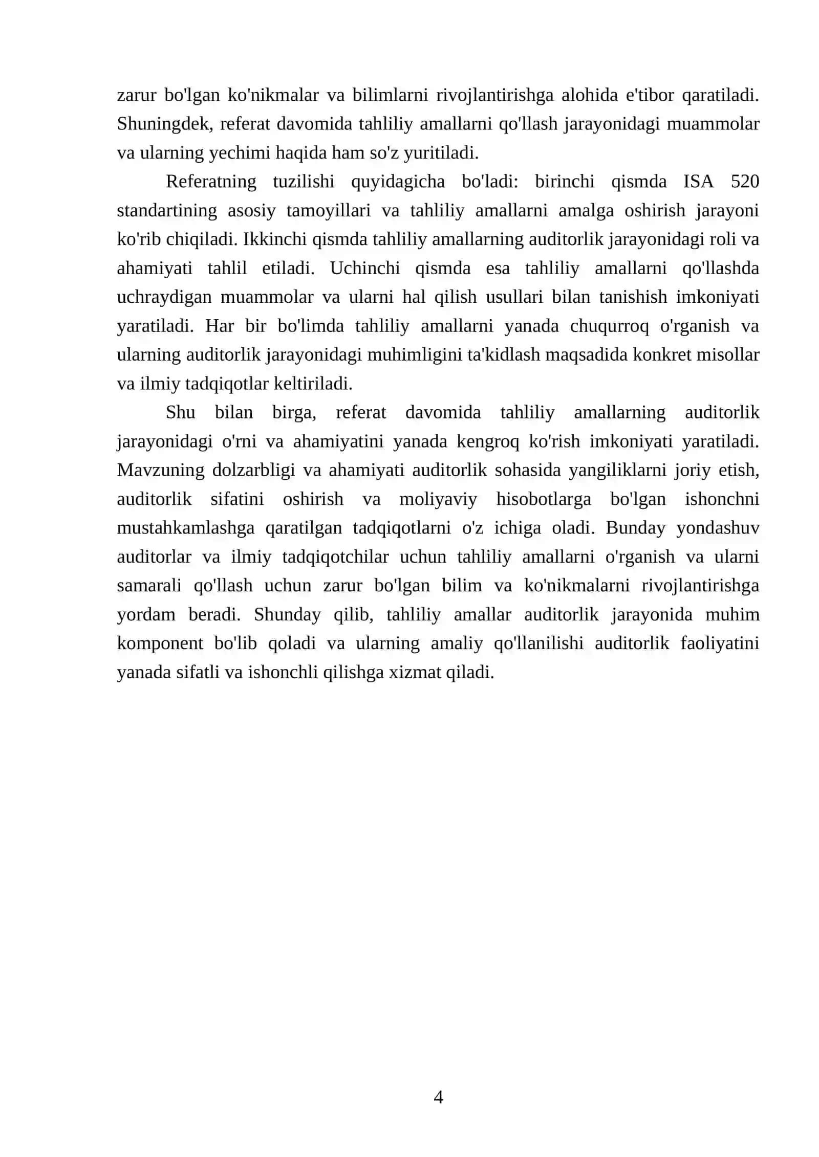 ISA 520 "Analytical Procedures" talablari va amaliy qoʻllanishi 4