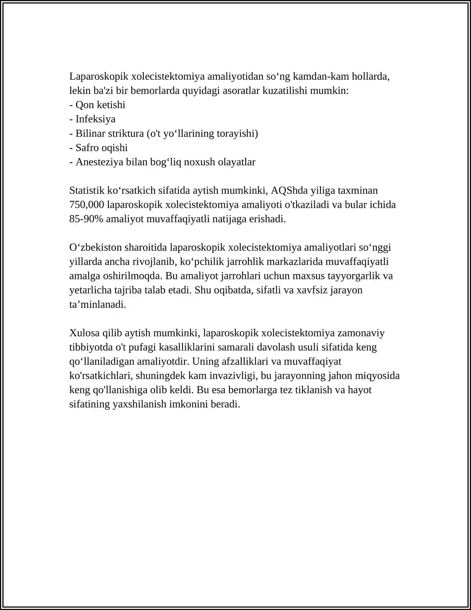 LAPAROSKOPIK YO'L BILAN QORIN BO'SHLIG'IDA BAJARILADIGAN OPERASIYALAR 4