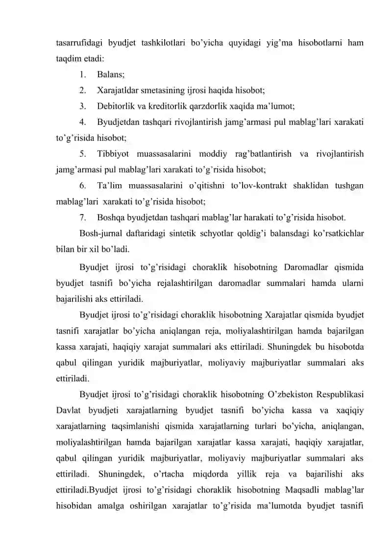Davlat byudjeti ijrosi natijalari hisobi va hisoboti 4