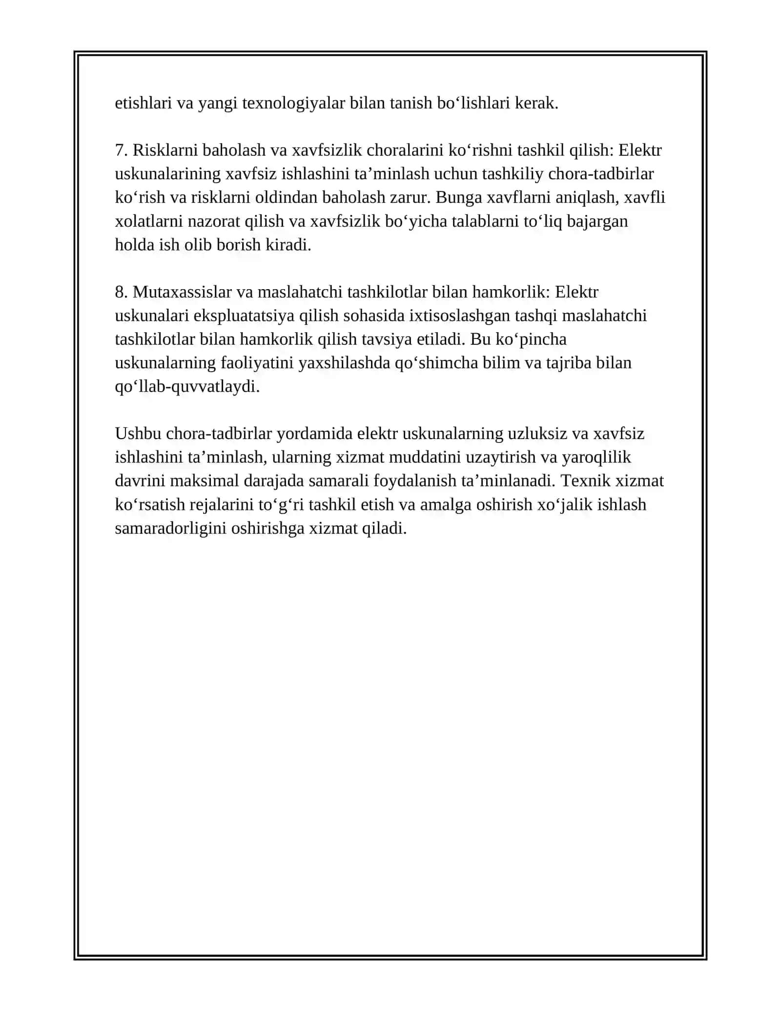XO‘JALIKDAGI ELEKTR USKUNALARDAN FOYDALANISH VA TA’MIRLASHNI TASHKIL ETISH 4