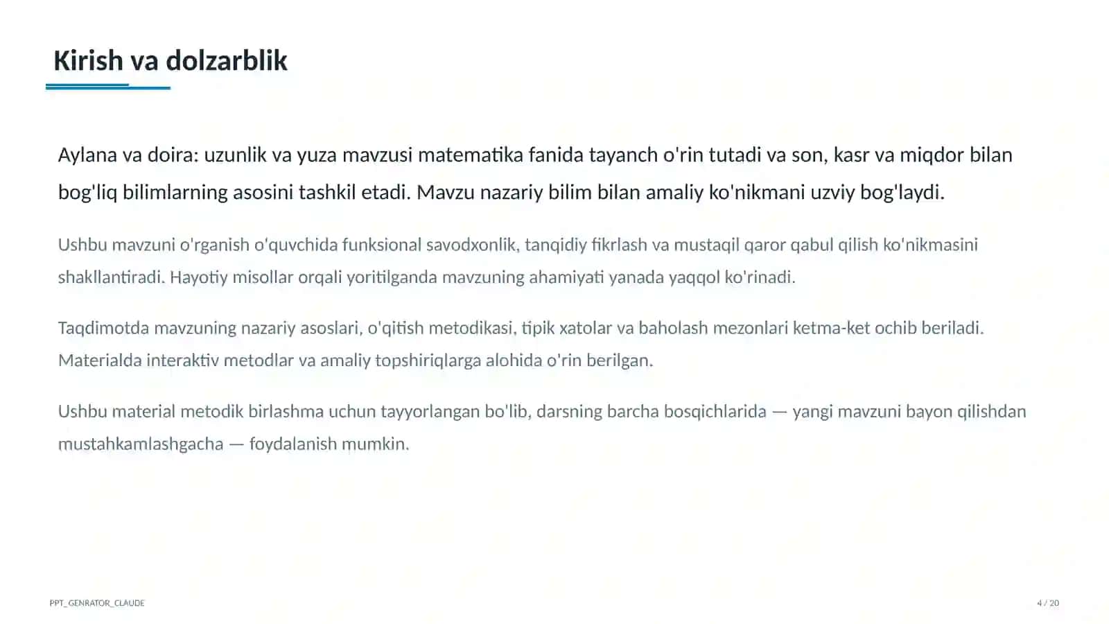 Aylana va doira: uzunlik va yuza (6-sinf) 4
