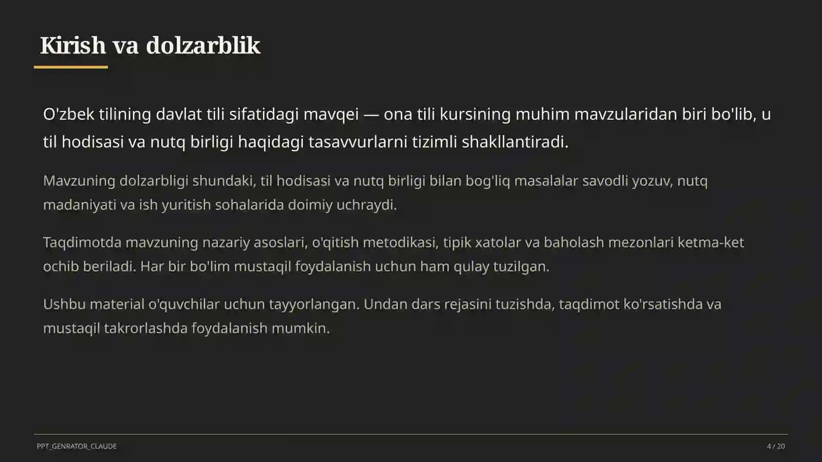 O'zbek tilining davlat tili sifatidagi mavqei (11-sinf) 4