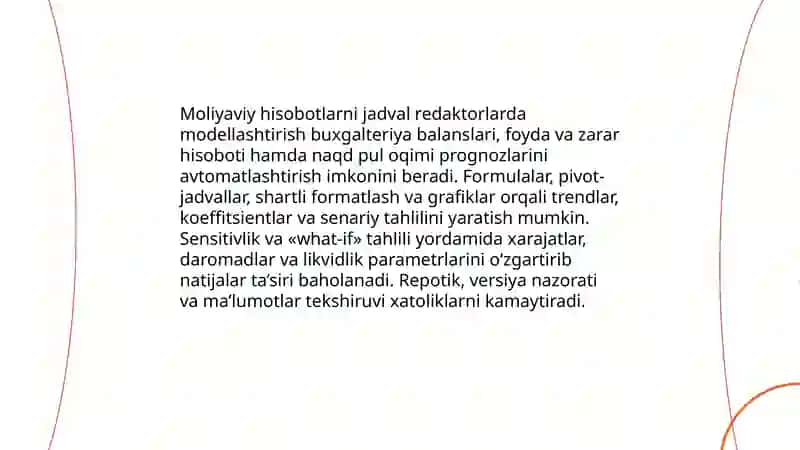 Jadval redaktorlarda iqtisodiy model yaratish asoslari 4