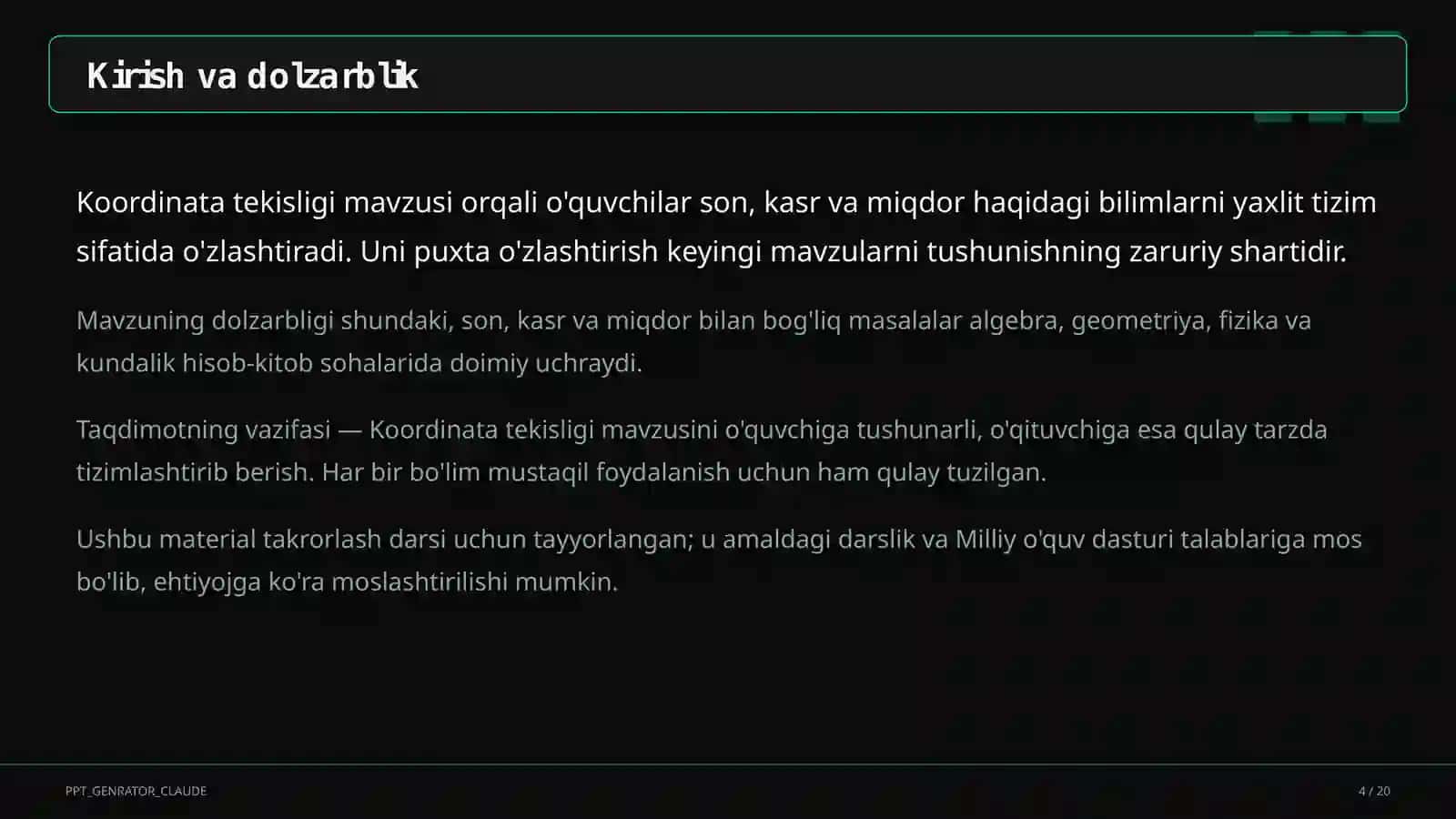 Koordinata tekisligi (6-sinf) 4
