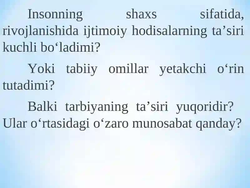Shaxsning rivojlanishi, tarbiyasi va ijtimoiylashuvi 4