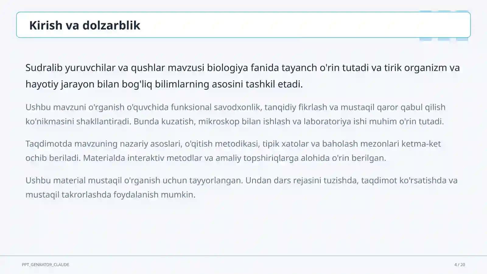 Sudralib yuruvchilar va qushlar (7-sinf) 4
