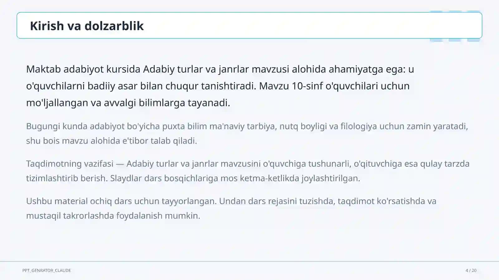 Adabiy turlar va janrlar (10-sinf) 4