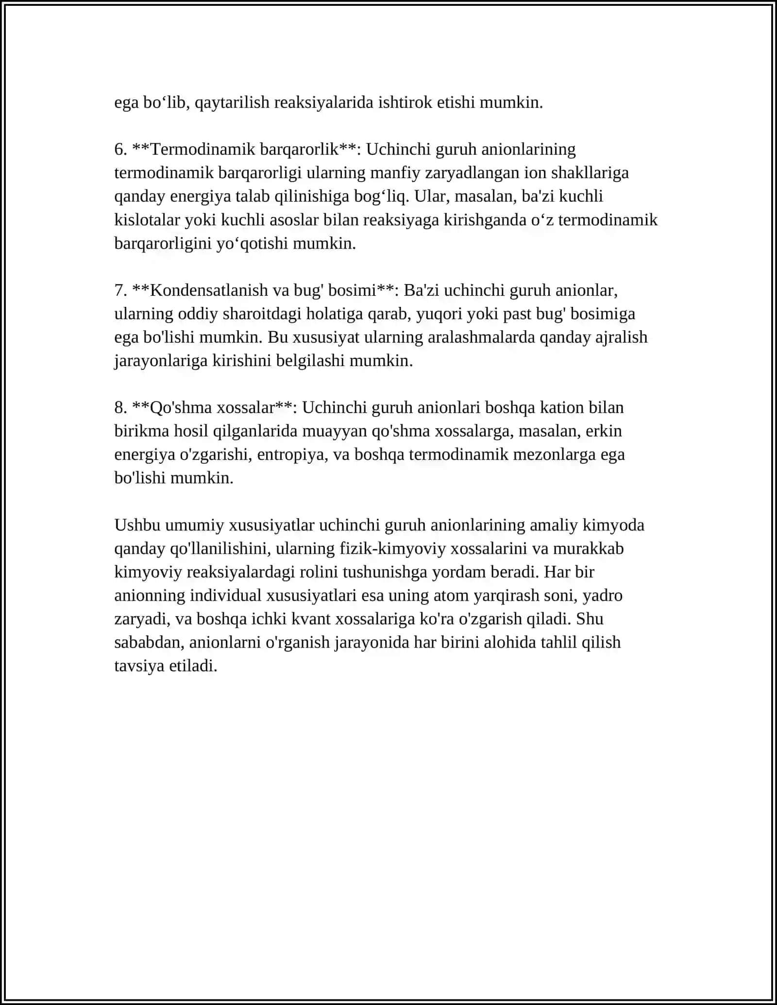 UCHINCHI GURUH ANIONLARI, NITRIT, NITRAT, VA SIRKA KISLOTA ANIONLARINING XUSUSIY REKSIYALAR 4