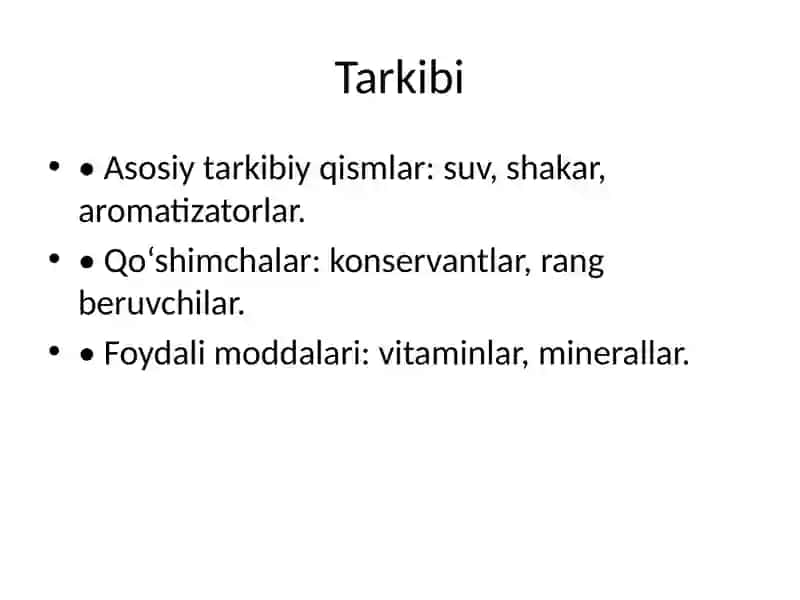 Alkogolsiz ichimliklar tovarshunosligi 4
