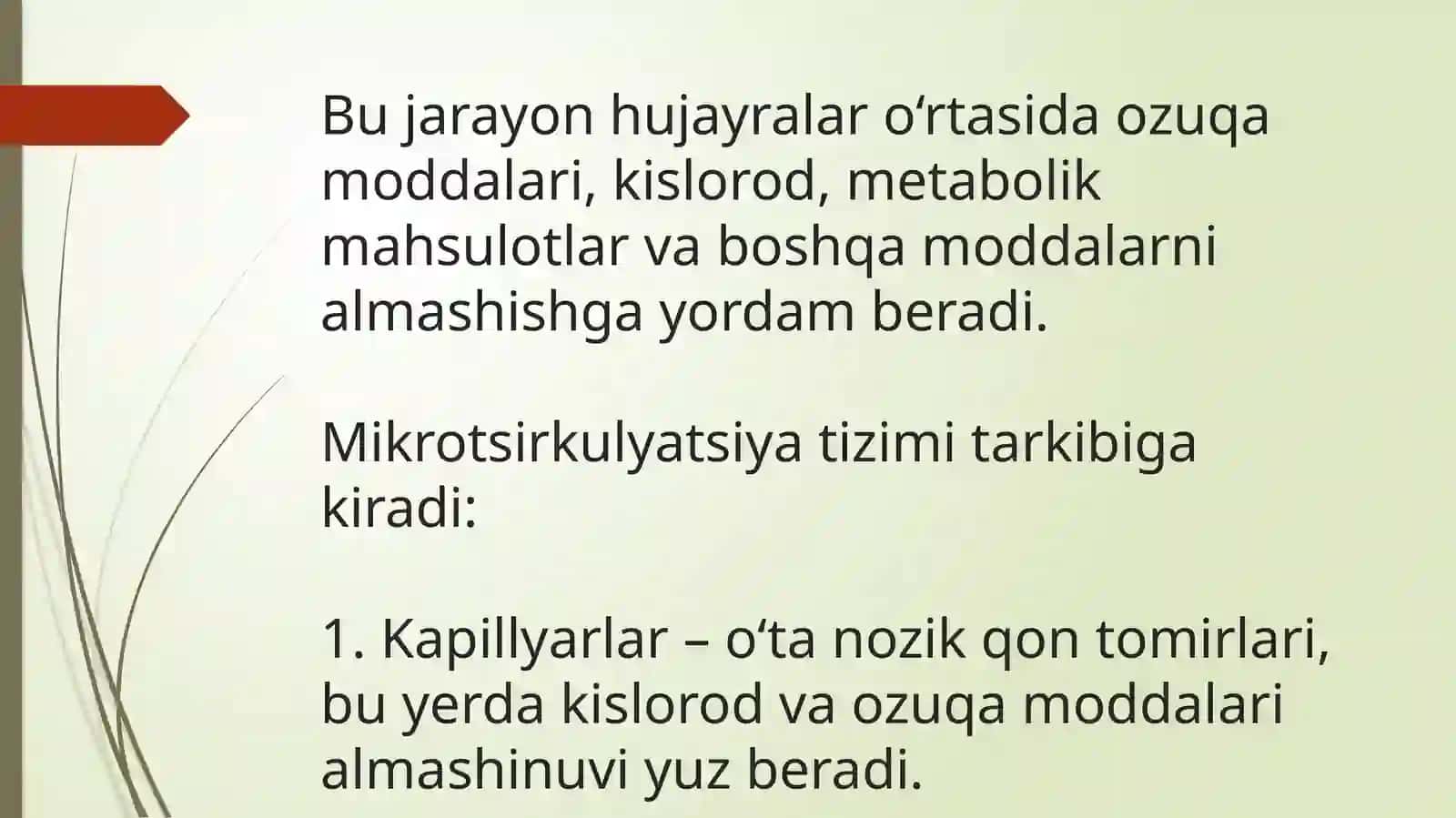 A'zolarda mikrotsirkulyatsiya. Vena'larda qonning ahamiyati 4