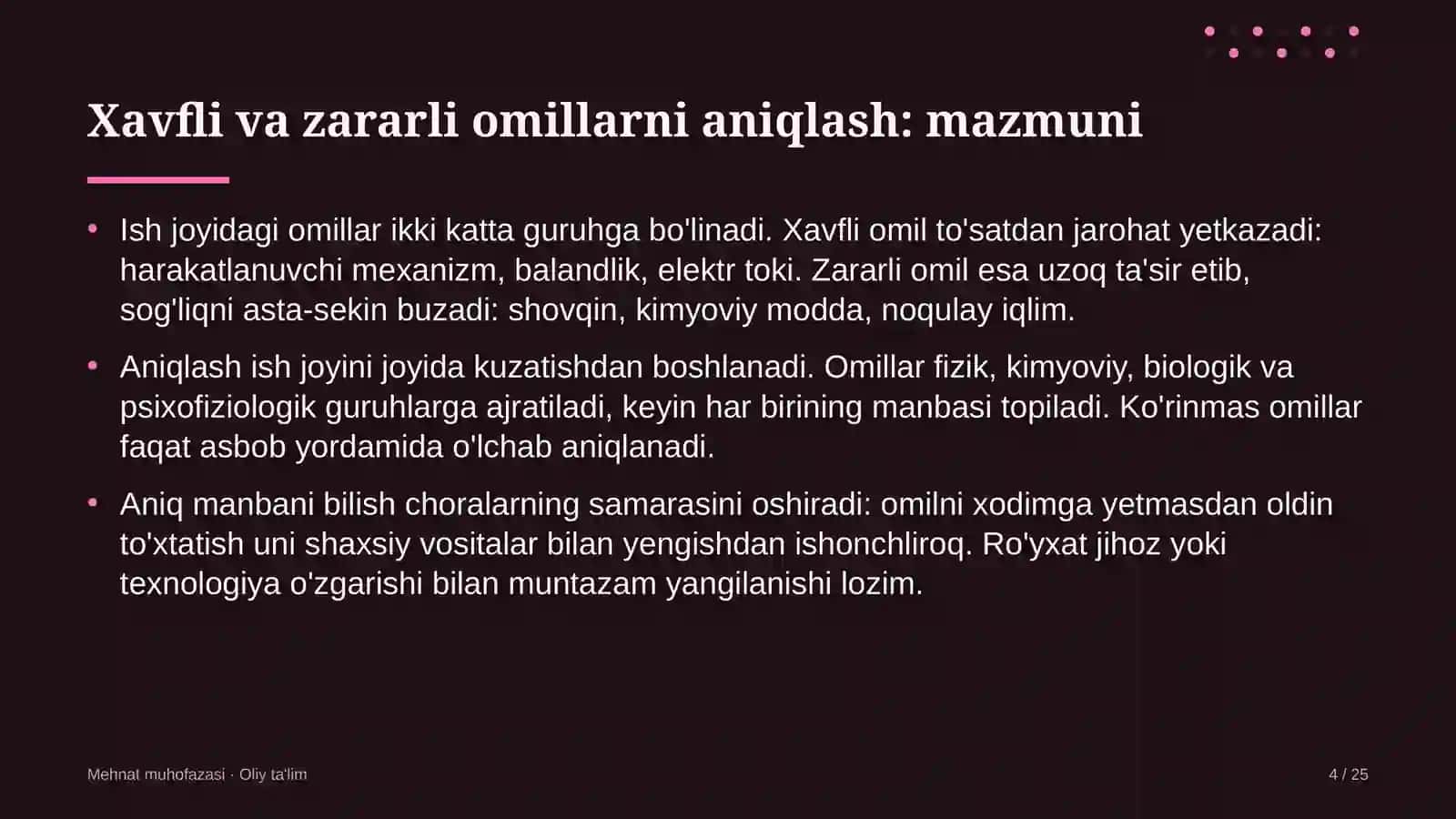 ta'lim tizimida xavfli va zararli omillarni aniqlash 5728 4