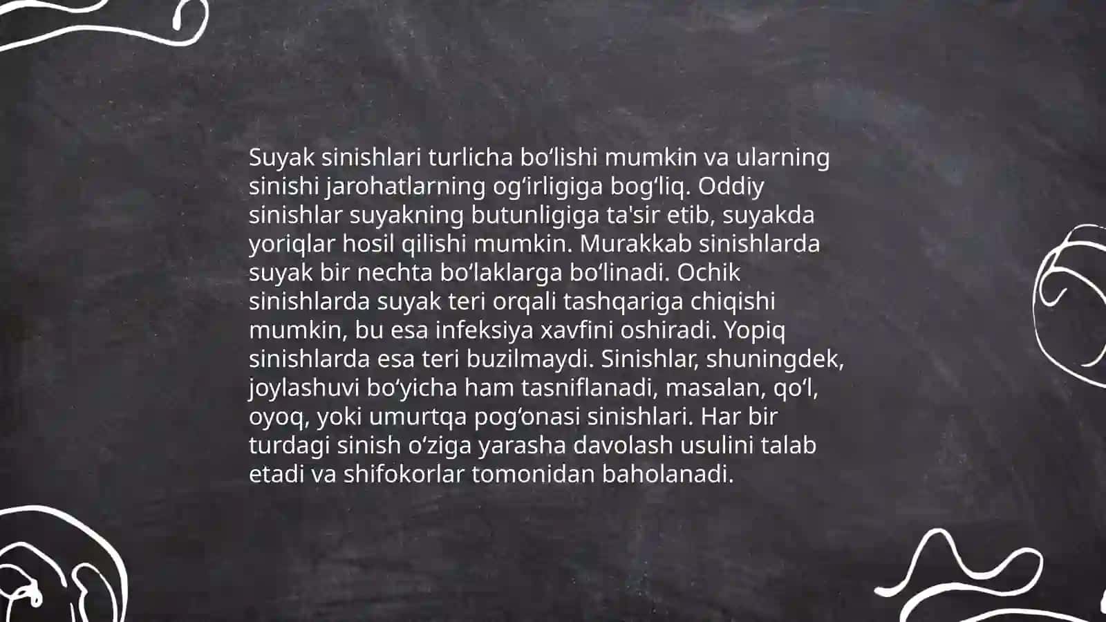 Suyaklar sinishi bogimlar chiqishi politravmalarda bemorlarni transportirovka qilish. Desmurgiya boglov turlari 4