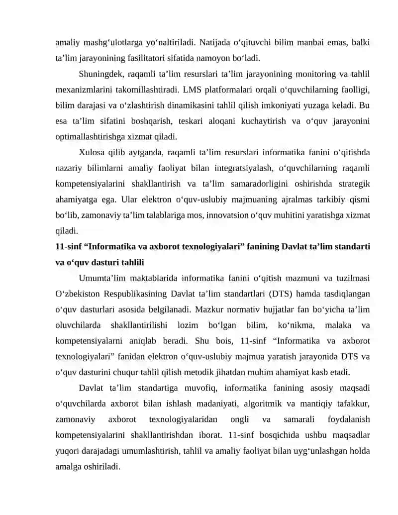 11-sinf Informatika Va axborot texnologiyalari fanidan elektron òquv- uslubiy majmua yaratish metodikasi 4