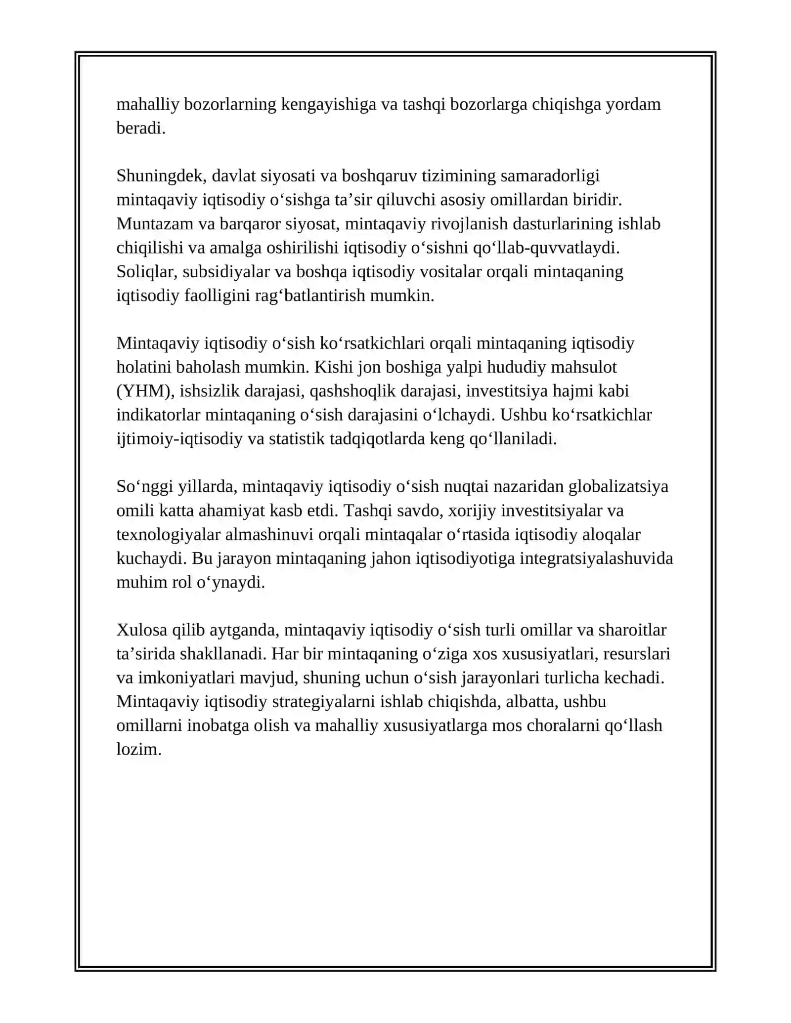 Mintaqaviy iqtisodiy o’sishning nazariy asoslari 4
