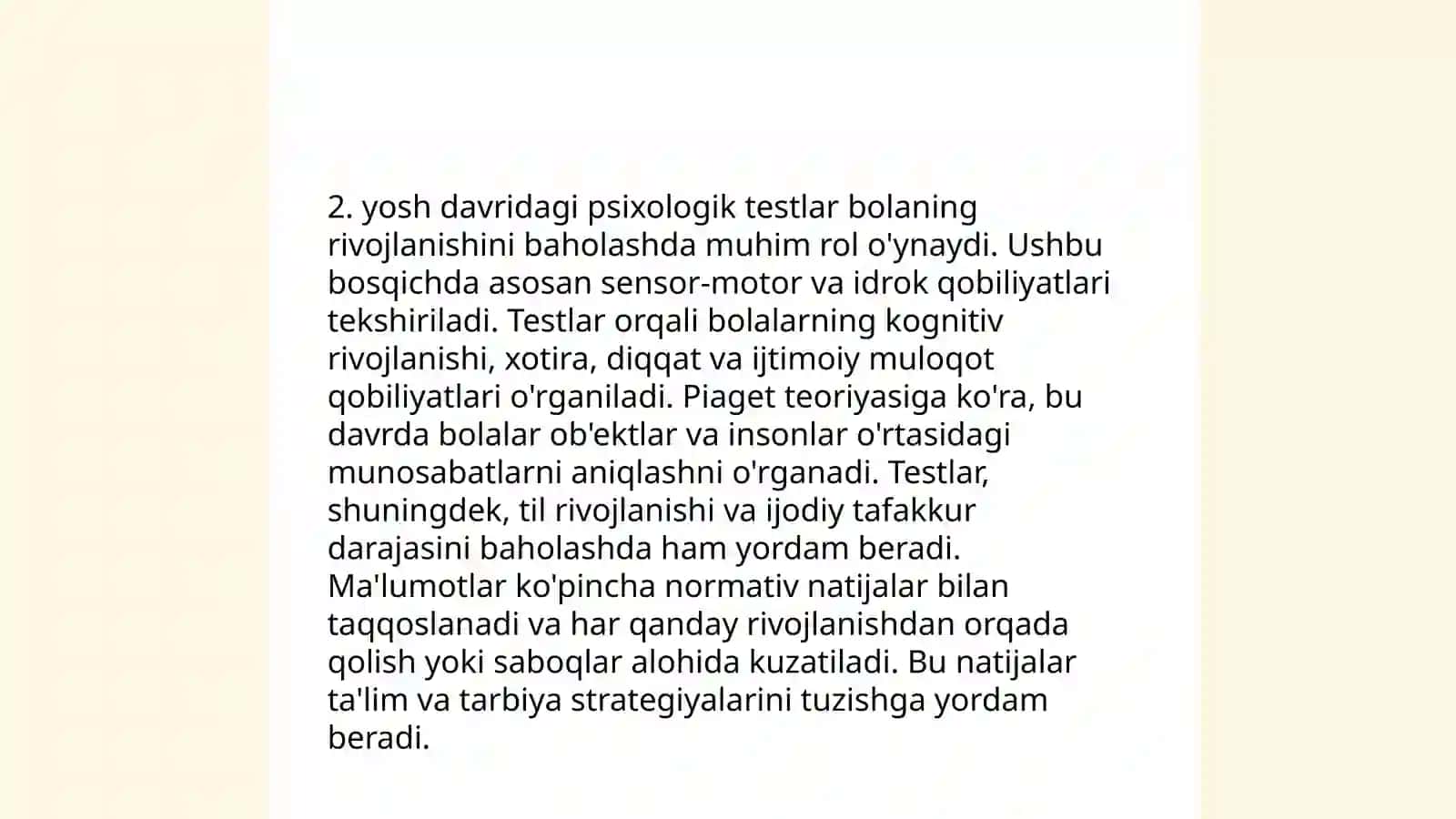 Bolalar psixologiyasida testlardan foydalanish imkoniyatlari va cheklovlari 4