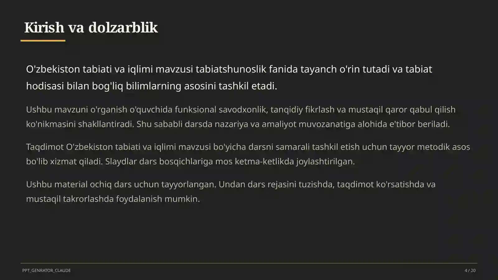 O'zbekiston tabiati va iqlimi (4-sinf) 4