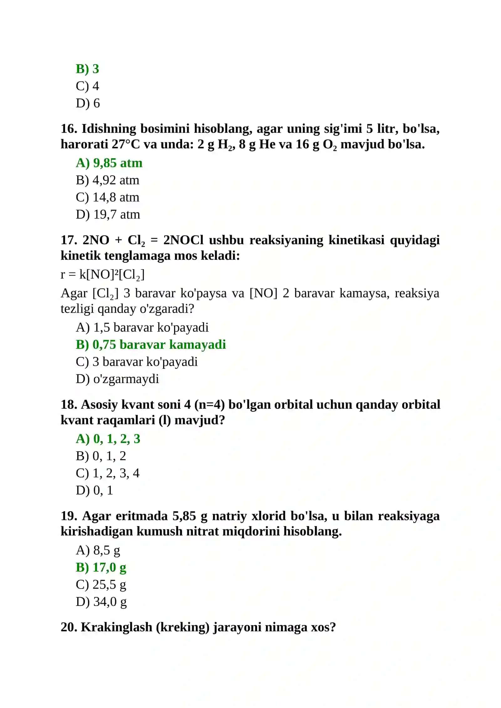 OLIMPIADA TESTI KIMYO 11-SINF 4