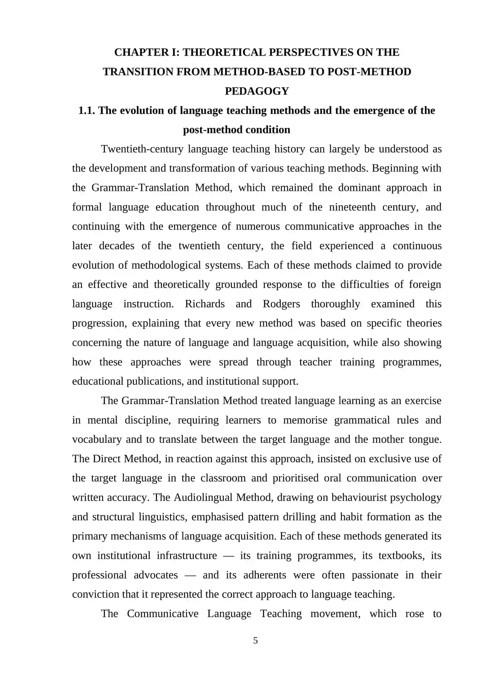 Challenges in transitioning from traditional methods to the post-method condition 4