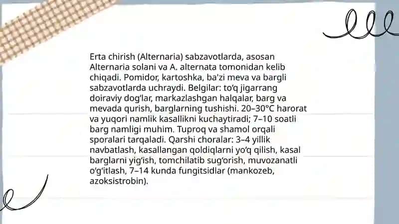 Sabzavot ekinlarida uchraydigan kasallik va zararkunandalar 4