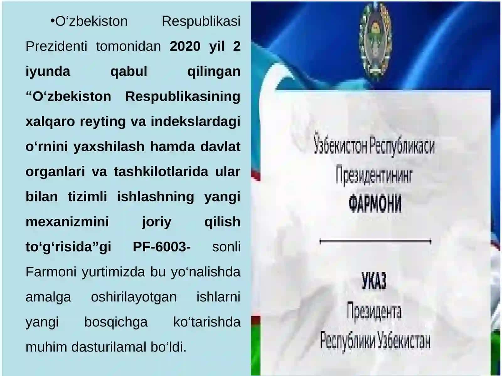 O‘zbekiston Respublikasining xalqaroreyting va indekslardagi o‘rni va nufuzini ortib borishi 4