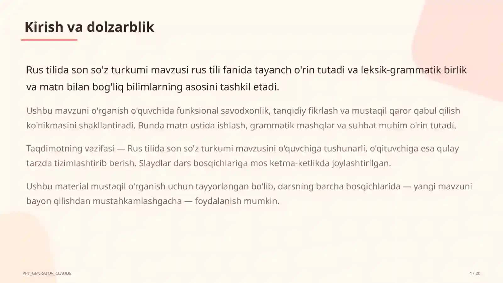 Rus tilida son so'z turkumi (6-sinf) 4