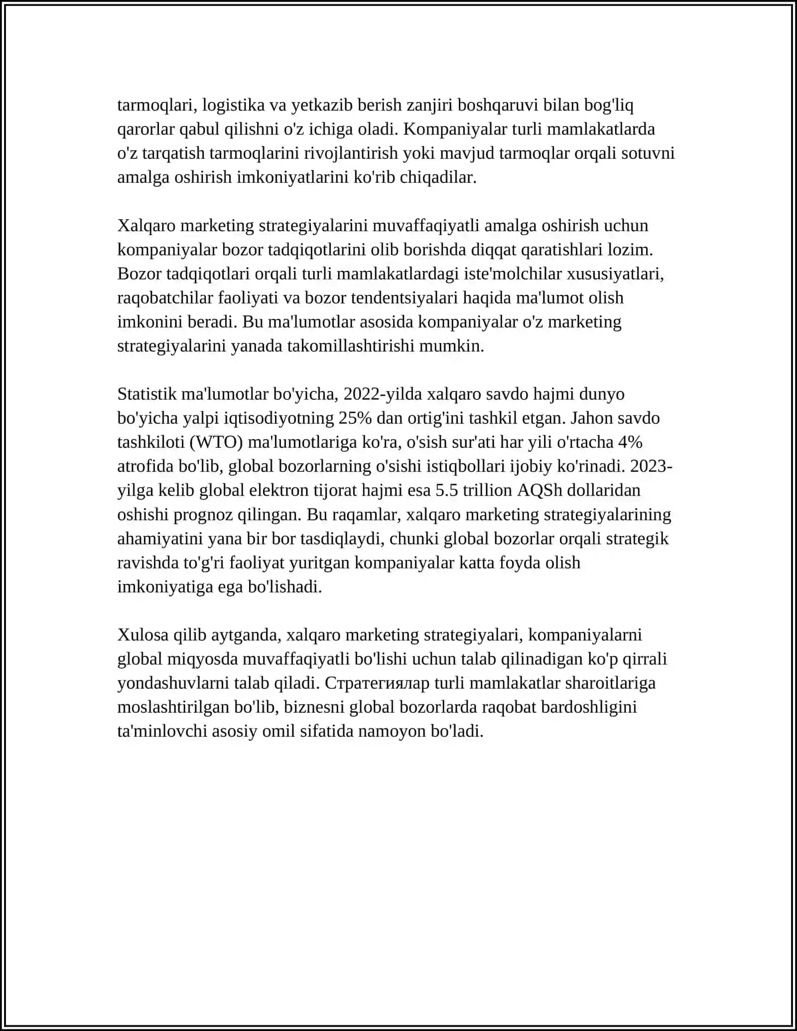 Xalqaro marketing strategiyalari tushunchasi 4