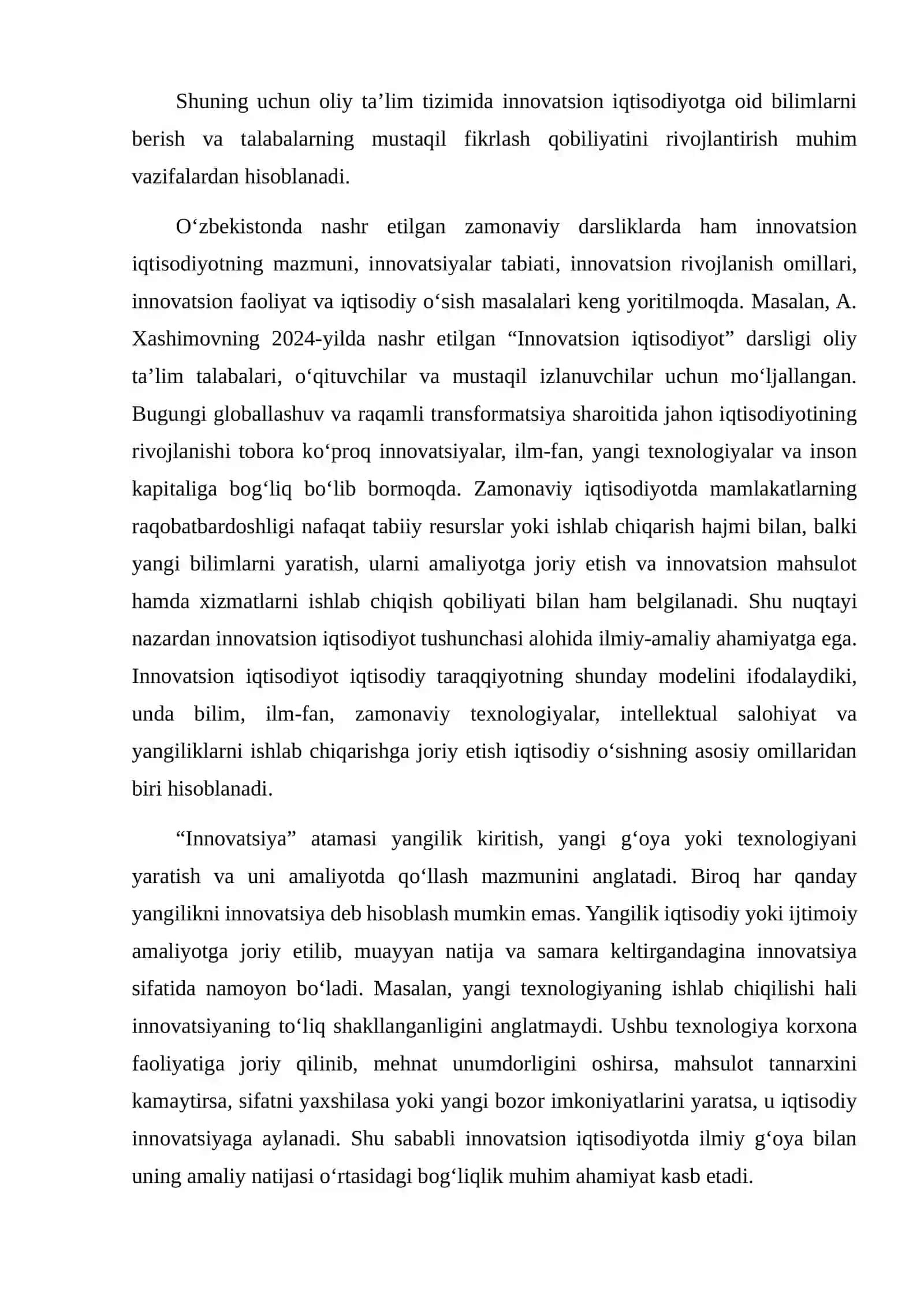 O‘QUV-AMALIY ADABIYOTLARNING INNOVATSION IQTISODIYOTNI O‘RGANISHDAGI AHAMIYATI 4