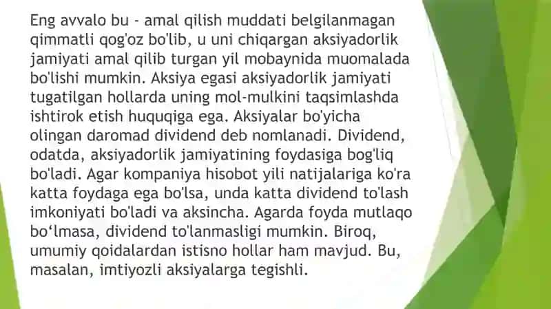 Aksiyadorlarning huquqlari, oddiy va imtiyozli aksiyalar 4