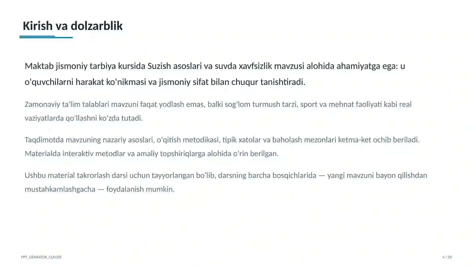 Suzish asoslari va suvda xavfsizlik (6-sinf) 4