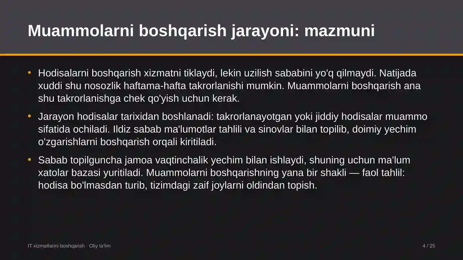 Elektr transportida muammolarni boshqarish jarayonini joriy etish 4