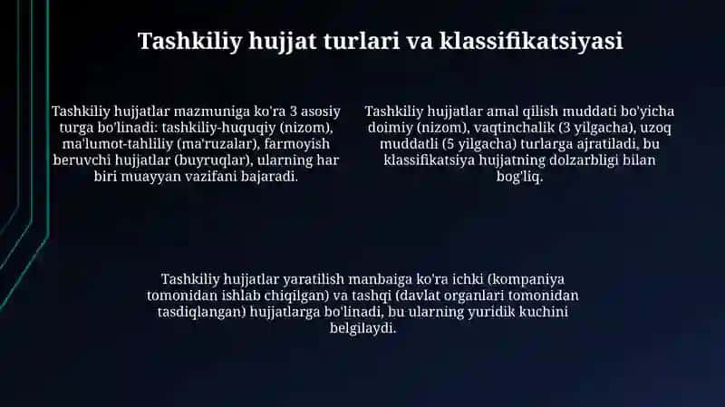 Tashkiliy hujjatlarning vazifasi 4