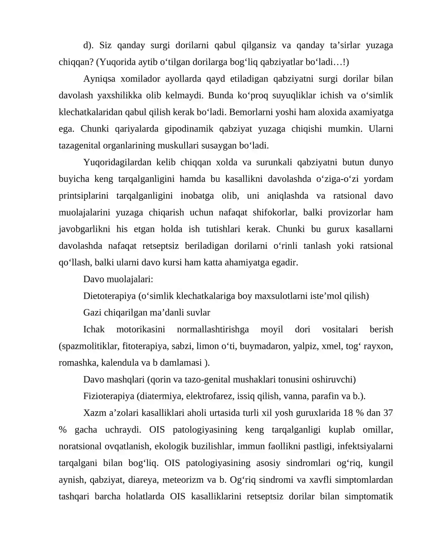 Qabziyat: turlari va davolash usullari 4