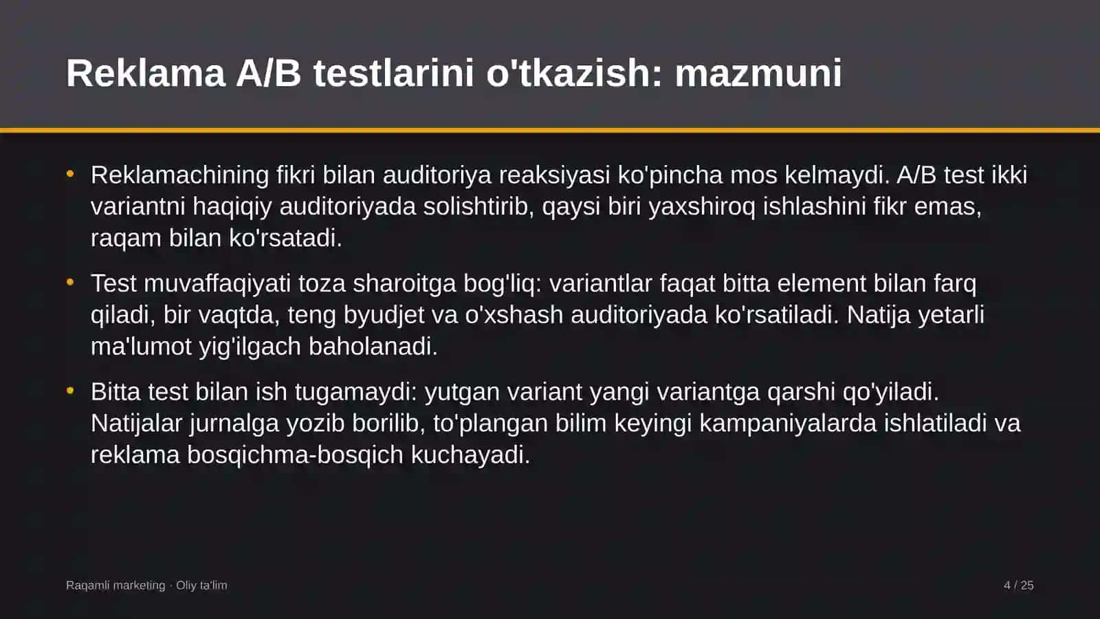 Axborot xavfsizligi xizmatlarida reklama A/B testlarini o'tkazish 4