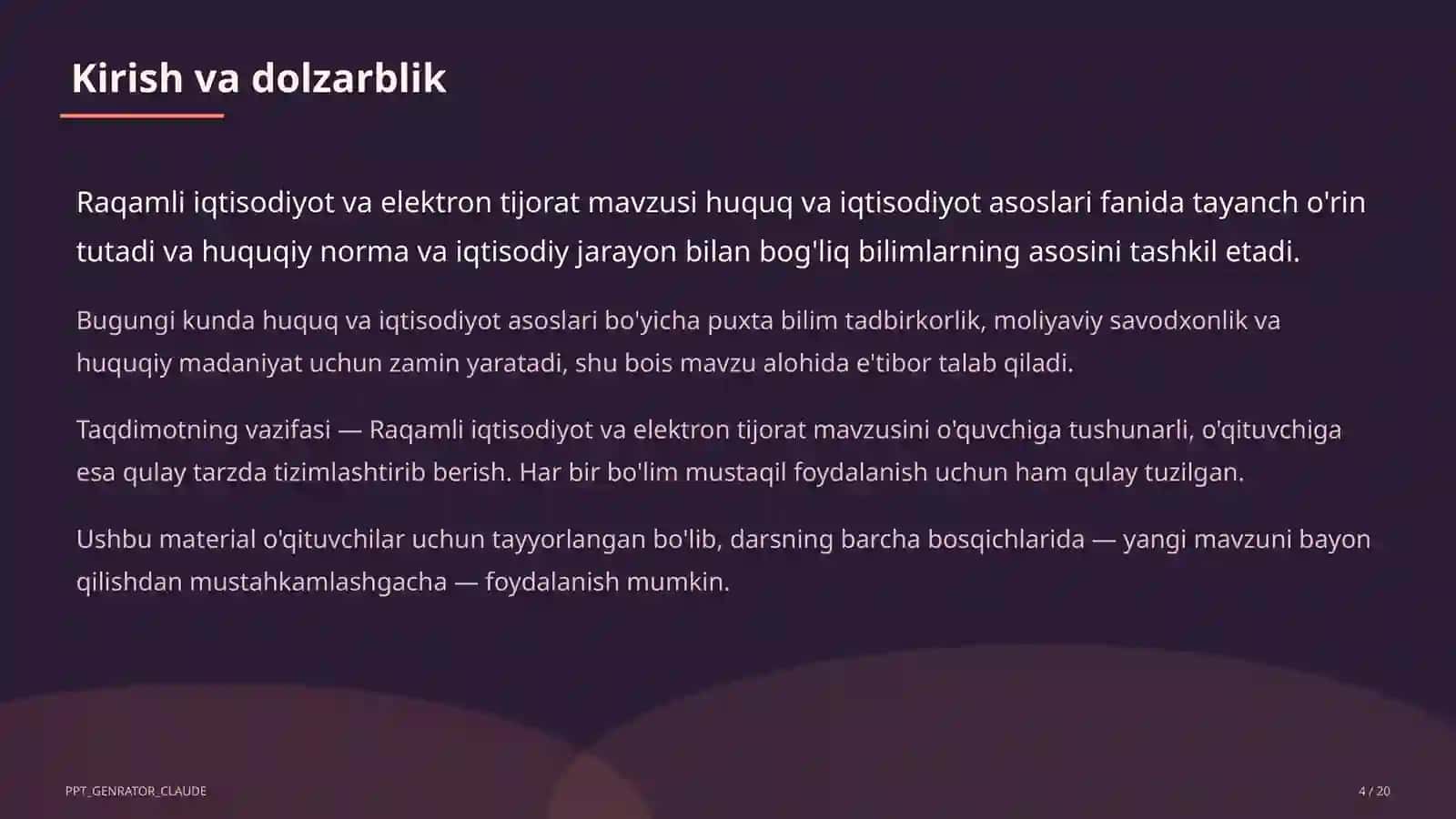 Huquq va iqtisodiyot asoslari (9-11 o'qituvchilar uchun) 4