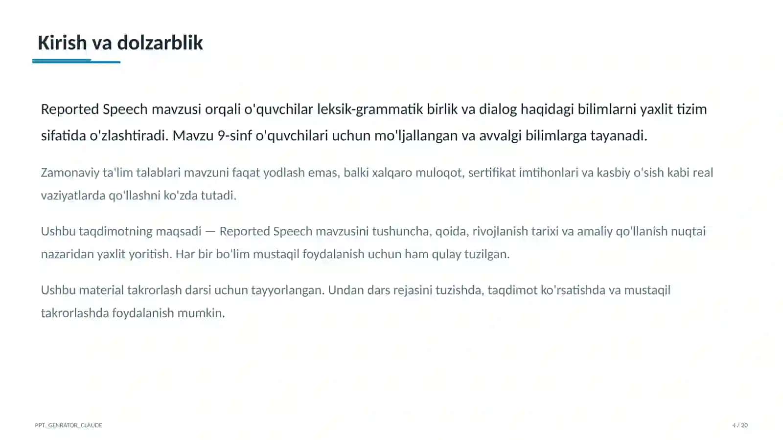 Reported Speech (9-sinf) 4