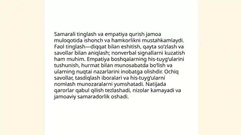 Jamoa órtasidagi muloqot 4