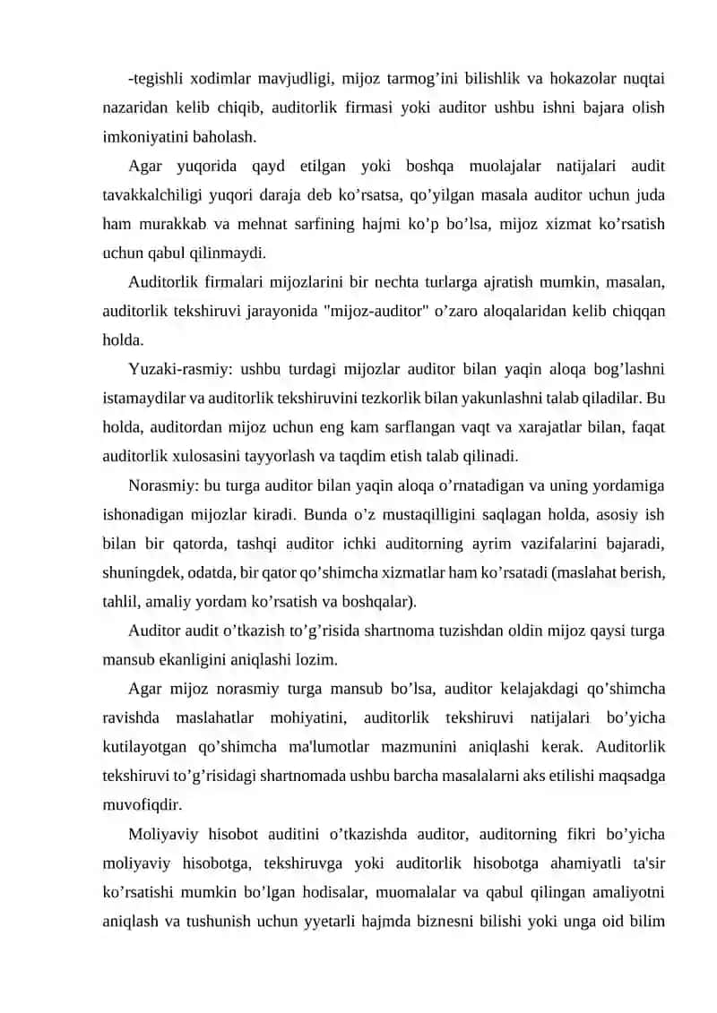 Auditorlik tashkilotlari tomonidan mijozlarni tanlab olish 4