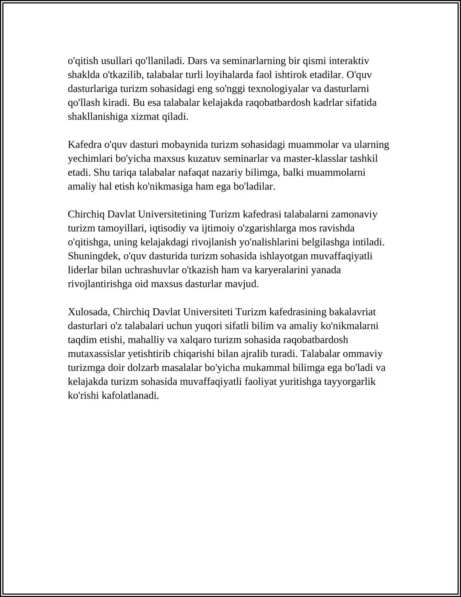 CHIRCHIQ DAVLAT UNIVERSITETI TURIZM KAFEDRASI 4