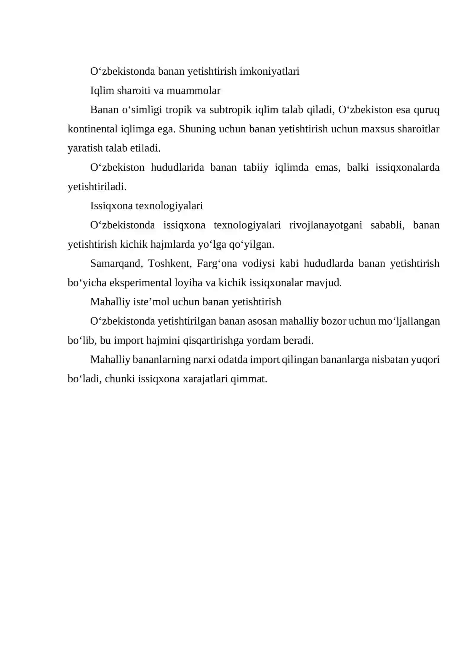 BANAN O'SIMLIGINING XALQ XO'JALIGIDAGI AHAMIYATI 4