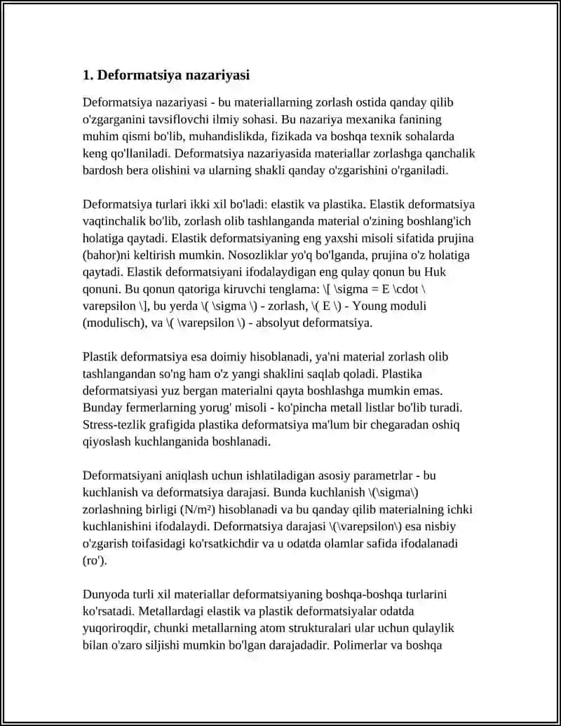 DEFORMATSIYA VA KUCHLANISH TAHLILIDA DIFFERENSIAL HISOB TADBIQLARI 4