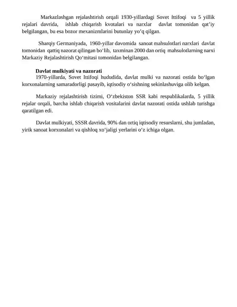 Buyruqbozlik iqtisodiyotining normalari 4