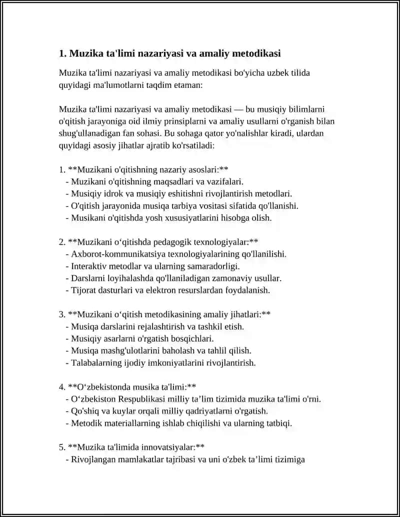 Muzika ta'limi nazariyasi va amaliy metodikasi 4