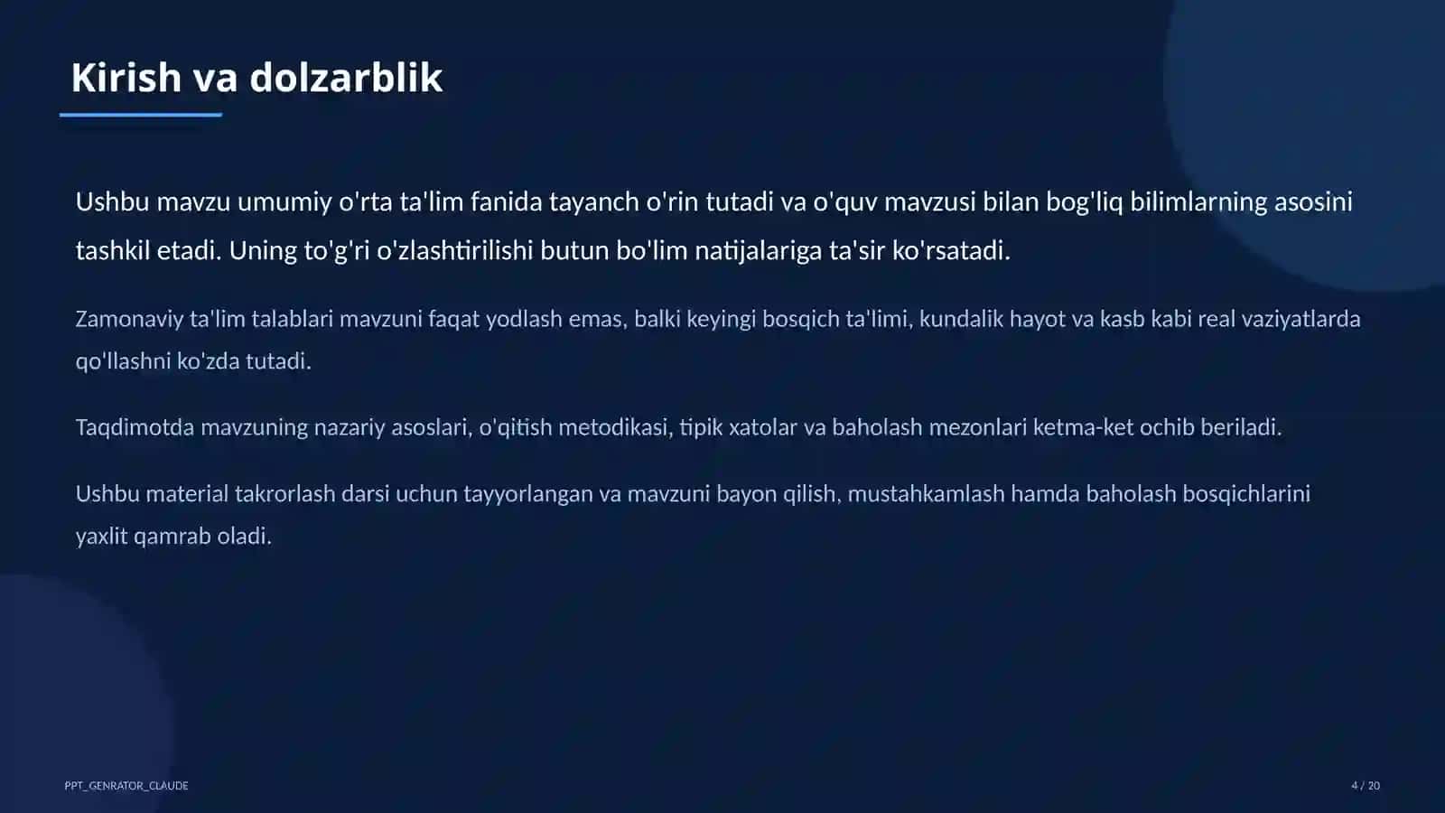 Dolzarb mavzular — maktab va o'qituvchilar 4