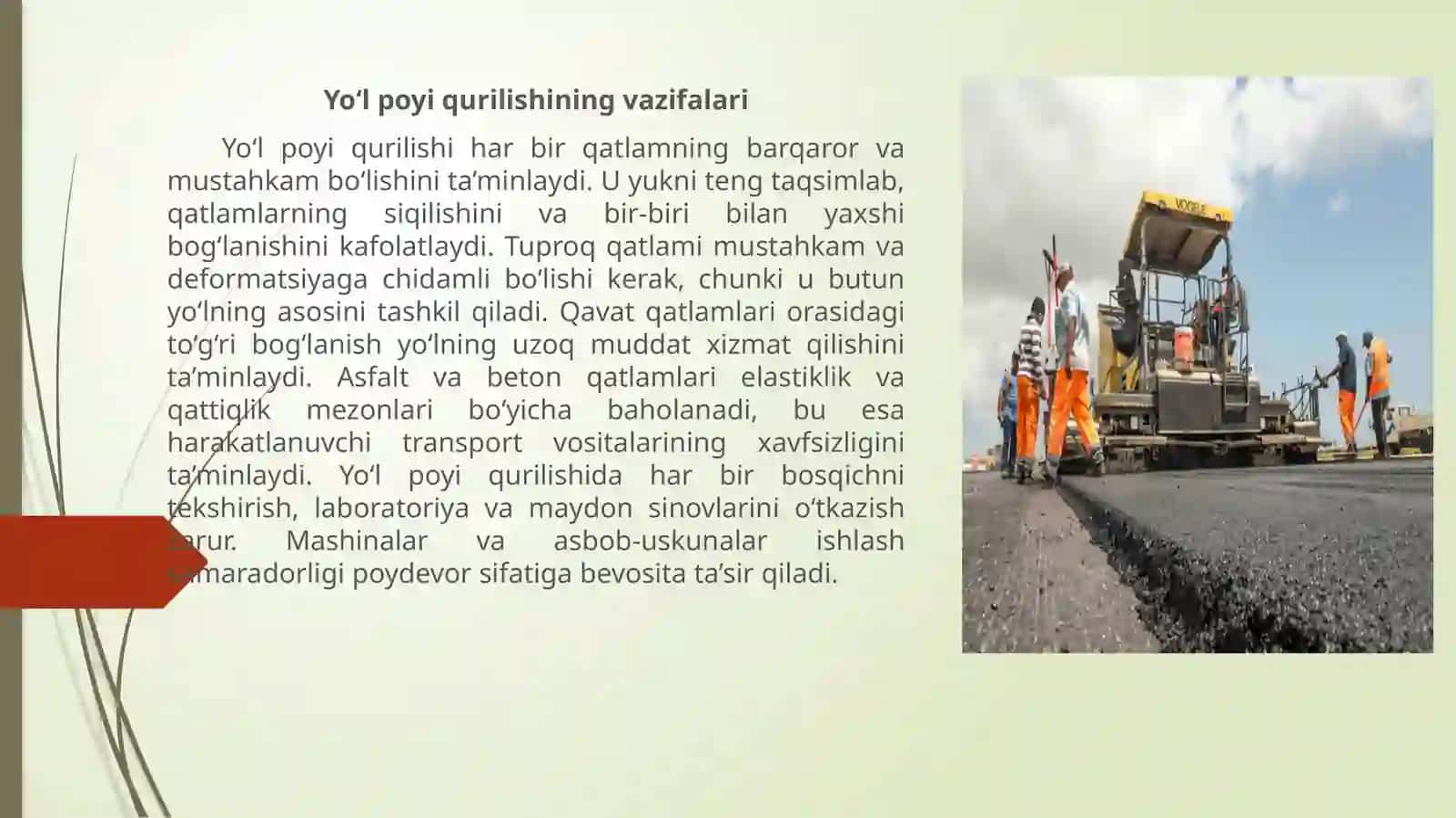 Yo‘l Poyi Qurilishi Da Sifat Nazorati ini Tashkiletish Masalalari Reja 4