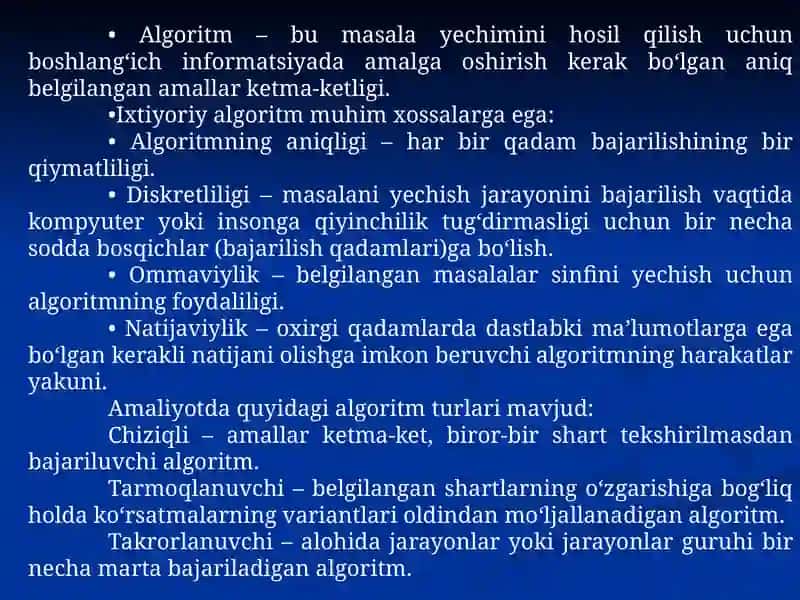ALGORITMLAR VA XISOBLASHLARNIMODELLARTIRISH 4