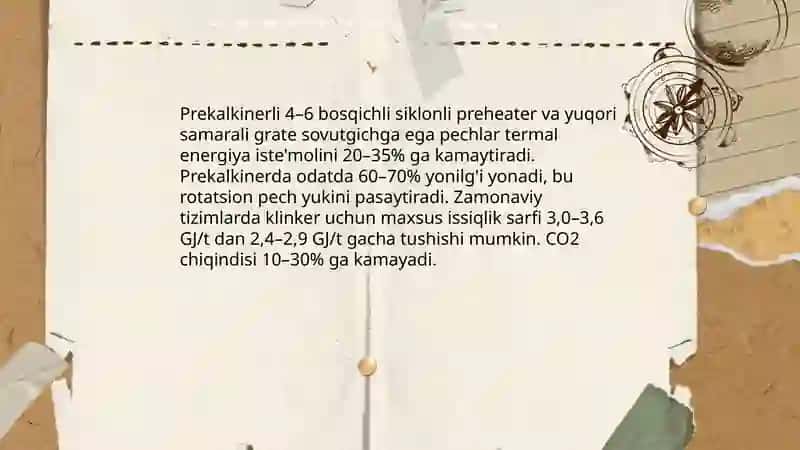 Energiya va resurs tejamkor ekologik toza sement tayyorlash texnologiyalari 4