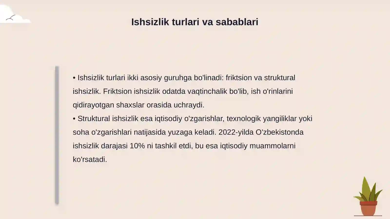 Bandlik va ishsizlik muammolari 4