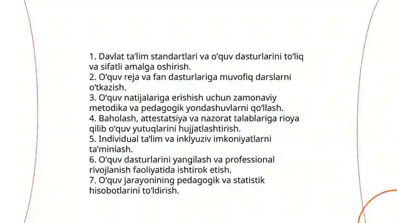 Oʻzbekiston Respublikasi "Talim toʻgʻrisidagi Qonunida pedagog xodimlarning majburiyatlari 4