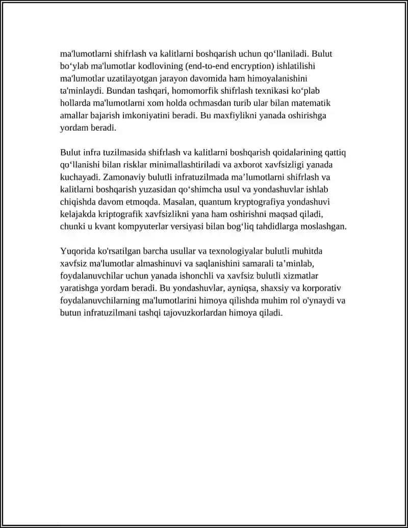 Bulutli xavfsizlikni ta’minlash va ma’lumotlarni shifrlash 4